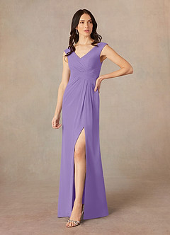 Azazie Sally Mother of the Bride Dresses Tahiti A-Line V-Neck Pleated Chiffon Dress image2