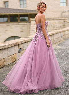 Celeste Light Purple Rhinestone Sheer Lace Prom Dress image9