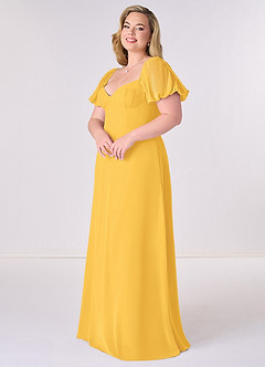 Barbie ♥ Azazie Bridesmaid Dresses Marigold A-Line Pleated Chiffon Dress image9