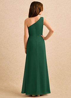 Azazie Sophie Girls Formal Robe Demoiselle D'honneur Fillette Robe Fourreau en Mousseline de soie Une épaule Vert Foncé image3