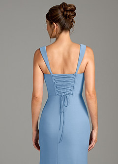 Azazie Agustina Bridesmaid Dresses Powder Blue Mermaid Corset Premium Stretch Jersey Dress image2