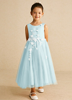 Azazie Tillie Final Sale Blushing Pink A-Line Lace Tulle Dress image3