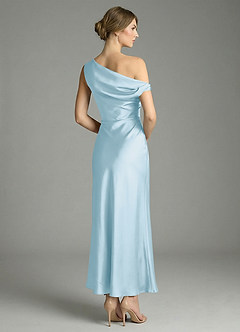 Azazie Emerson 신부 들러리 드레스 인어 오프 더 숄더 스트레치 새틴 발목 길이 드레스 image6