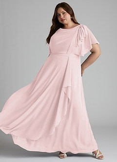 Azazie Aaliyah Modest Bridesmaid Dresses A-Line Scoop Pleated Chiffon Floor-Length Dress image8