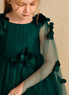 Azazie Staria Flower Girl Dresses Pine Ball-Gown Ruched Tulle Dress image10