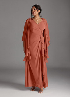 Azazie Manuella Vestidos para mãe da noiva Vestido Argila de Chiffon de Linha A com Decote em V Plissado image12