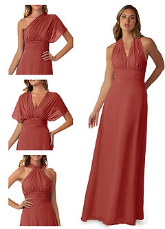 Azazie Fifi Bridesmaid Dresses Terracotta A-Line Strapless Chiffon Convertible Dress image7