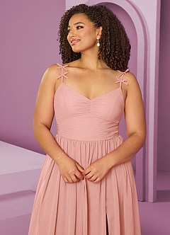 Barbie ♥ Azazie Robes de demoiselle d'honneur Robe Trapèze en Mousseline de soie Plissée Rosette image13