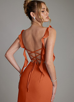 Azazie Jessamine Bridesmaid Dresses Burnt Orange Mermaid Corset Chiffon Dress image2