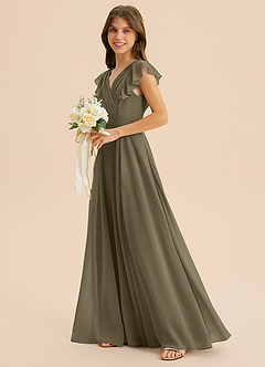 Azazie Anysa Junior Robe Trapèze en Mousseline de soie Rayé Vert Saule image6