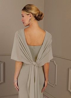 Azazie Dion Mother of the Bride Dresses Taupe Sheath Scoop Stretch Crepe Dress image7