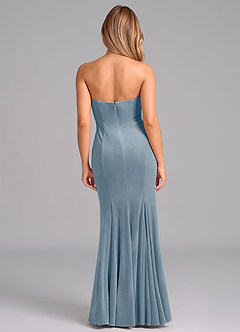 Azazie Yinnie Bridesmaid Dresses Dusty Blue Mermaid Strapless Velvet Convertible Dress image6