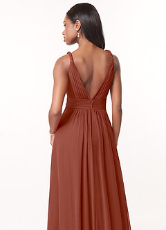 Azazie Maren Brautjungfernkleider A-Linie Plissee Chiffon Kleid Rotbraun image5