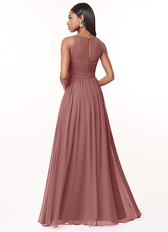 Azazie Nina Robes de demoiselle d'honneur Robe Trapèze en Mousseline de soie Plissée Rose Du Désert image2
