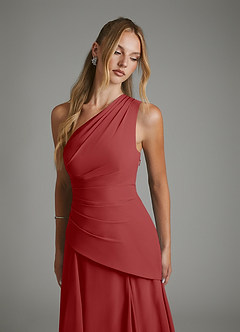 Azazie Holly Bridesmaid Dresses Rust A-Line Corset Chiffon Dress image7