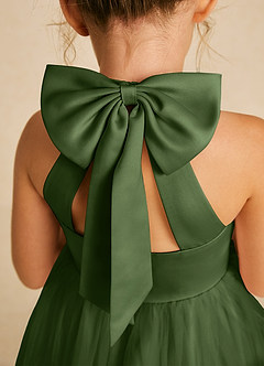 Azazie Dora Flower Girl Dresses Olive A-Line Bow Tulle Dress image5