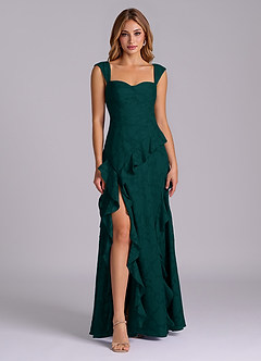Azazie Sloane Bridesmaid Dresses Pine A-Line Sweetheart Neckline Floral Burnout Dress image1