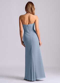 Azazie Debby Vestidos de damas de honor Vestido de Azul Polvoriento de Gasa de Corte Sirena con Sin tirantes image2