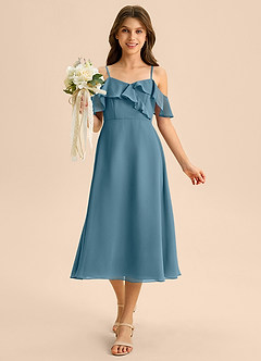 Azazie Kamilla Junior Klä av A-Line i Chiffong Av axeln image4