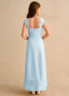 Azazie Oasis Junior Formal Flower Girl Dresses Sky Blue A-Line Pleated Chiffon Dress image2