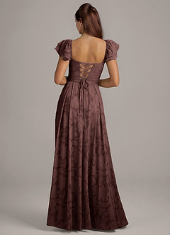 Azazie Aricella Bridesmaid Dresses Espresso A-Line Corset Floral Burnout Dress image5