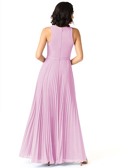 Azazie Lindie Bridesmaid Dresses Candy Pink A-Line Scoop Pleated Chiffon Dress image2
