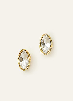 front Marquise Crystal Textured Bezel Stud Earrings