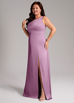 Azazie Phaedra Bridesmaid Dresses Wisteria A-Line One Shoulder Stretch Satin Dress image5