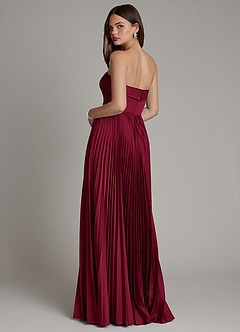 Azazie Mariana Bridesmaid Dresses Burgundy A-Line Pleated Stretch Satin Dress image3