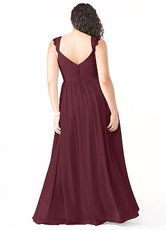 Azazie Cleobella Robes de demoiselle d'honneur Robe Trapèze en Mousseline de soie Dentelle en forme de cœur Cabernet image9