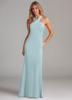 Azazie Doretta Bridesmaid Dresses Mist Mermaid Pleated Chiffon Dress image3