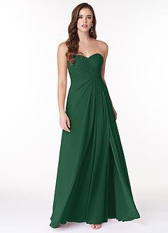 Azazie Arabella Allure Brautjungfernkleider Wandelbar A-Linie Herzausschnitt Chiffon Kleid Dunkelgrün image4