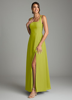 Azazie Debra Bridesmaid Dresses Lemongrass A-Line with Pockets Chiffon Convertible Dress image5