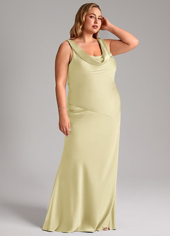 Azazie Rylina Bridesmaid Dresses Lemon Sorbet Mermaid Stretch Satin Dress image10