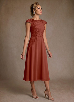 Azazie Crista Suknie dla Matki Panny Młodej Linia A Koronka Szyfon Długość herbaty Sukienka image3