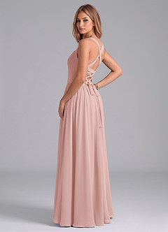 Azazie Francis Bridesmaid Dresses Powder Pink A-Line Corset Chiffon Dress image2