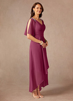 Azazie Pascual Mother of the Bride Dresses Mulberry A-Line Pleated Chiffon Dress image6