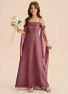 Azazie Moana Junior A-Linie Plissee Chiffon Kleid Wüstenrose image4