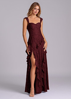 Azazie Sloane Bridesmaid Dresses Cabernet A-Line Sweetheart Neckline Floral Burnout Dress image6