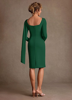 Azazie Merian 신부의 어머니 드레스 컬럼 주름진 스트레치 크레이프 무릎 길이 드레스 image2