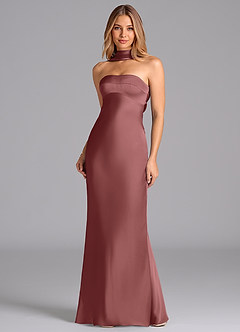 Azazie Lusinda Brudtärnklänningar Klä av Sjöjungfru i Stretch Satin Axelbandslös Ametist image4