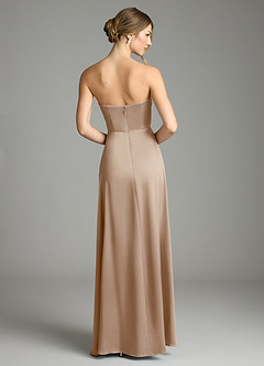 Azazie Wren Bridesmaid Dresses Taupe A-Line Strapless Stretch Satin Convertible Dress image7