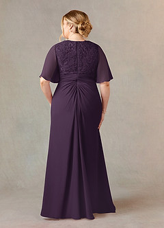 Azazie Carson Mother of the Bride Dresses Plum A-Line V-Neck Lace Chiffon Dress image7
