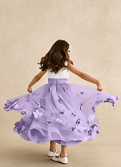 Azazie Vi Flower Girl Dresses Lilac A-Line Sleeveless Tulle Dress image3