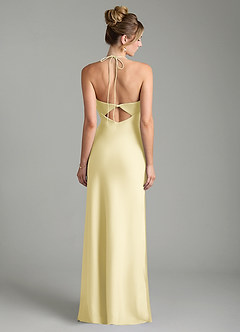 Azazie Mae Bridesmaid Dresses Lemon Sorbet Mermaid Pleated Stretch Satin Dress image6