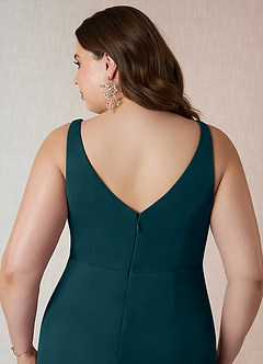 Azazie Leandra Bridesmaid Dresses Pine Mermaid V-Neck Pleated Mesh Dress image13