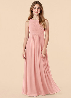 Azazie Skyla Junior Rosette A-Line Pleated Chiffon Dress image3