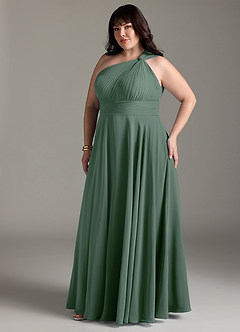 Azazie Charlize Bridesmaid Dresses Eucalyptus A-Line One Shoulder Chiffon Dress image11