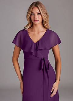Azazie Lainey Brautjungfernkleider A-Linie mit Taschen Chiffon Kleid Traube image6