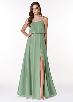 Azazie Lupe Bridesmaid Dresses Matcha A-Line Scoop Blouson Chiffon Dress image1